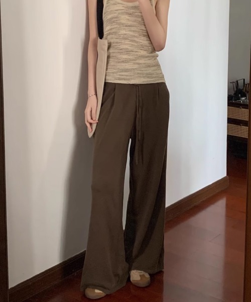 tageechita(タジチタ)の「【tageechita】ドローストリング ニットワイドパンツ(デニムパンツ・レディース・チャコールグレー/ブラウン・S/M/L)」の15枚目の写真