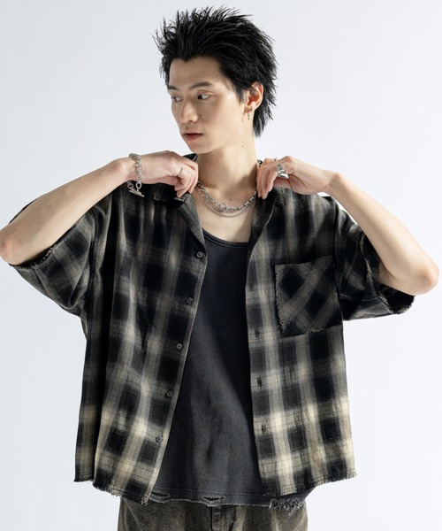 PLAN To(プラントゥ)の「Vintage Design Bleach Gradation Check Shirts - ヴィンテージ加工デザインブリーチグラデーションチェックシャツ(シャツ/ブラウス・メンズ・レッド/チャコールグレー/レッド系その他・LARGE/MEDIUM/SMALL)」の11枚目の写真
