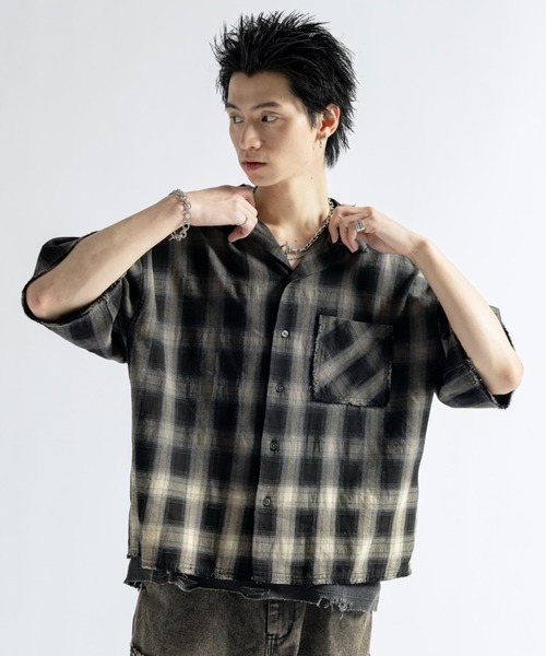 PLAN To(プラントゥ)の「Vintage Design Bleach Gradation Check Shirts - ヴィンテージ加工デザインブリーチグラデーションチェックシャツ(シャツ/ブラウス・メンズ・レッド/チャコールグレー/レッド系その他・LARGE/MEDIUM/SMALL)」の16枚目の写真