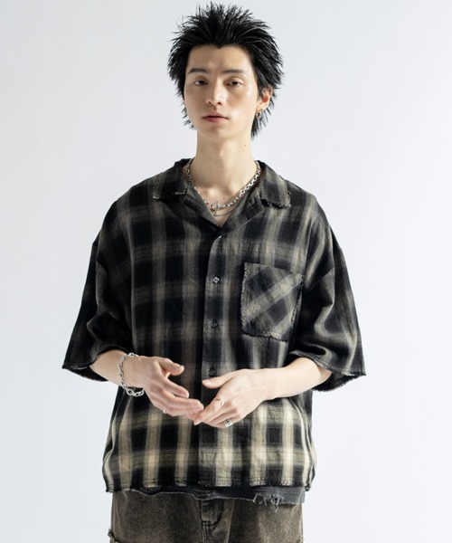 PLAN To(プラントゥ)の「Vintage Design Bleach Gradation Check Shirts - ヴィンテージ加工デザインブリーチグラデーションチェックシャツ(シャツ/ブラウス・メンズ・レッド/チャコールグレー/レッド系その他・LARGE/MEDIUM/SMALL)」の14枚目の写真