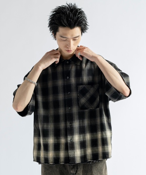 PLAN To(プラントゥ)の「Vintage Design Bleach Gradation Check Shirts - ヴィンテージ加工デザインブリーチグラデーションチェックシャツ(シャツ/ブラウス・メンズ・レッド/チャコールグレー/レッド系その他・LARGE/MEDIUM/SMALL)」の15枚目の写真