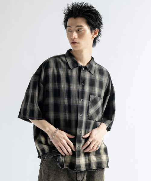 PLAN To(プラントゥ)の「Vintage Design Bleach Gradation Check Shirts - ヴィンテージ加工デザインブリーチグラデーションチェックシャツ(シャツ/ブラウス・メンズ・レッド/チャコールグレー/レッド系その他・LARGE/MEDIUM/SMALL)」の17枚目の写真