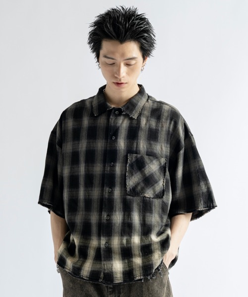 PLAN To(プラントゥ)の「Vintage Design Bleach Gradation Check Shirts - ヴィンテージ加工デザインブリーチグラデーションチェックシャツ(シャツ/ブラウス・メンズ・レッド/チャコールグレー/レッド系その他・LARGE/MEDIUM/SMALL)」の18枚目の写真
