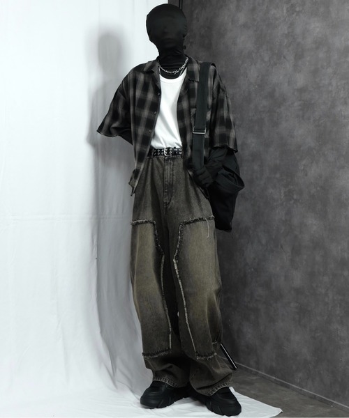 PLAN To(プラントゥ)の「Vintage Design Bleach Gradation Check Shirts - ヴィンテージ加工デザインブリーチグラデーションチェックシャツ(シャツ/ブラウス・メンズ・レッド/チャコールグレー/レッド系その他・LARGE/MEDIUM/SMALL)」の4枚目の写真