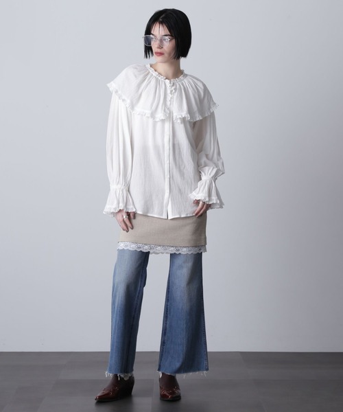 ROSE BUD(ローズバッド)の「(CREOLME)フリルカラーブラウス(シャツ/ブラウス・レディース・ホワイト/ブラック・ONE SIZE)」の16枚目の写真