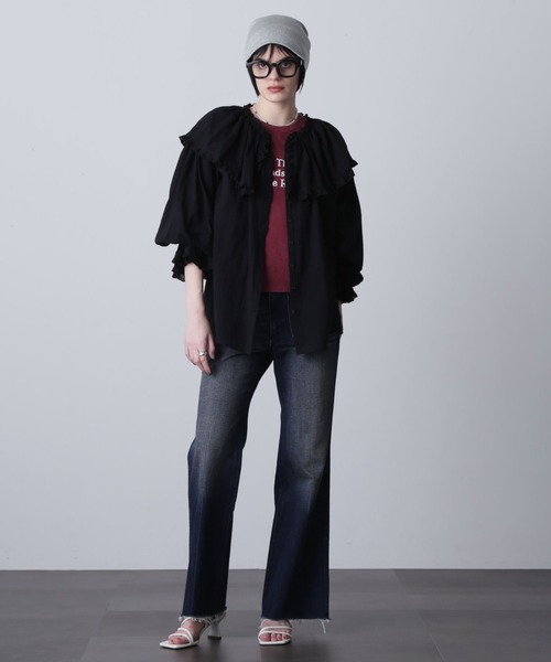 ROSE BUD(ローズバッド)の「(CREOLME)フリルカラーブラウス(シャツ/ブラウス・レディース・ホワイト/ブラック・ONE SIZE)」の9枚目の写真