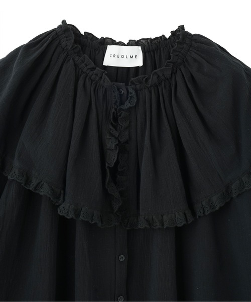 ROSE BUD(ローズバッド)の「(CREOLME)フリルカラーブラウス(シャツ/ブラウス・レディース・ホワイト/ブラック・ONE SIZE)」の11枚目の写真