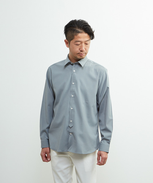 MEN'S MELROSE（メンズメルローズ）の「ドライストレッチポプリンレギュラーカラーシャツ（シャツ/ブラウス・メンズ・ネイビー/グレー/ターコイズブルー・2/3/4）」の4枚目の写真