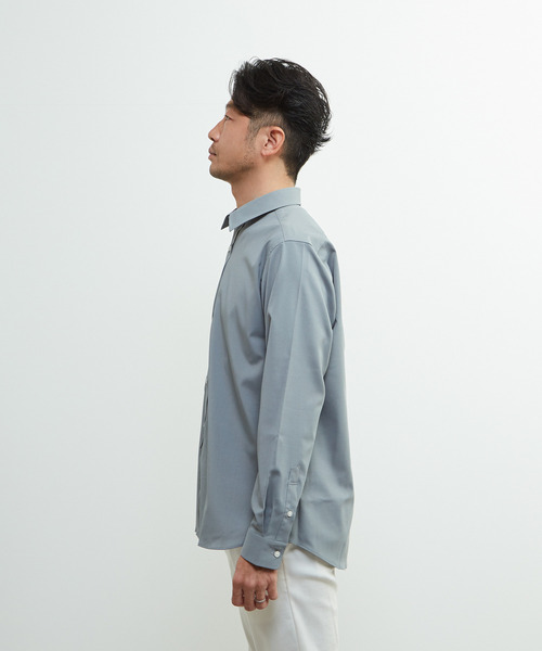 MEN'S MELROSE（メンズメルローズ）の「ドライストレッチポプリンレギュラーカラーシャツ（シャツ/ブラウス・メンズ・ネイビー/グレー/ターコイズブルー・2/3/4）」の5枚目の写真