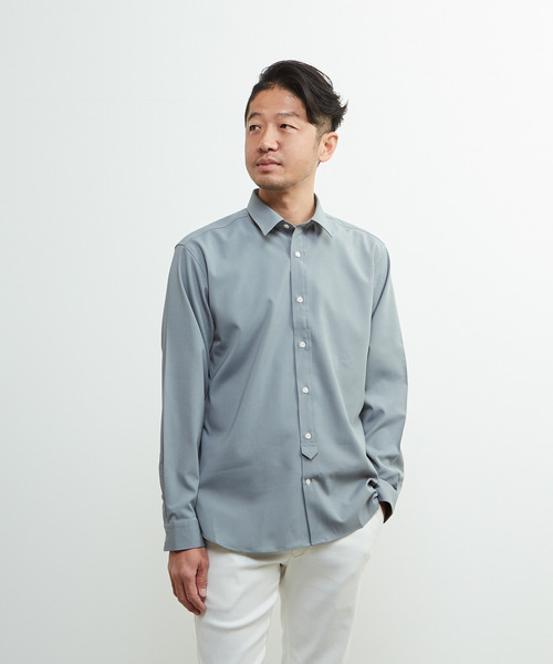 MEN'S MELROSE（メンズメルローズ）の「ドライストレッチポプリンレギュラーカラーシャツ（シャツ/ブラウス・メンズ・ネイビー/グレー/ターコイズブルー・2/3/4）」の16枚目の写真