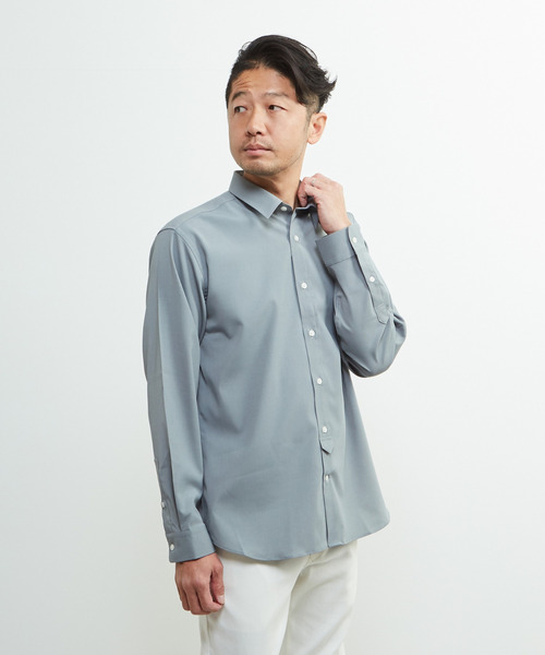 MEN'S MELROSE（メンズメルローズ）の「ドライストレッチポプリンレギュラーカラーシャツ（シャツ/ブラウス・メンズ・ネイビー/グレー/ターコイズブルー・2/3/4）」の17枚目の写真
