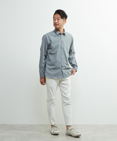 MEN'S MELROSE（メンズメルローズ）の「ドライストレッチポプリンレギュラーカラーシャツ（シャツ/ブラウス・メンズ・ネイビー/グレー/ターコイズブルー・2/3/4）」の18枚目の写真