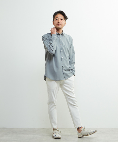 MEN'S MELROSE（メンズメルローズ）の「ドライストレッチポプリンレギュラーカラーシャツ（シャツ/ブラウス・メンズ・ネイビー/グレー/ターコイズブルー・2/3/4）」の19枚目の写真