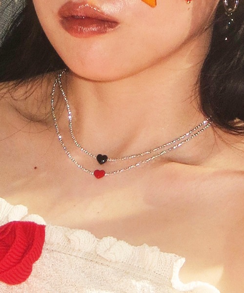 Casselini（キャセリーニ）の「Casselini(キャセリーニ)ハートキラキラネックレス（ネックレス・レディース・ブラック/レッド/ブルー・FREE）」の3枚目の写真