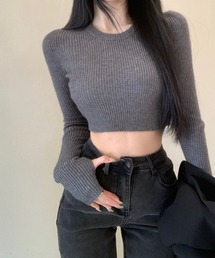 フィンガーホールリブショートニッ