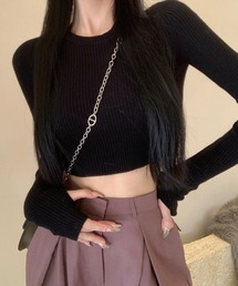 フィンガーホールリブショートニッ