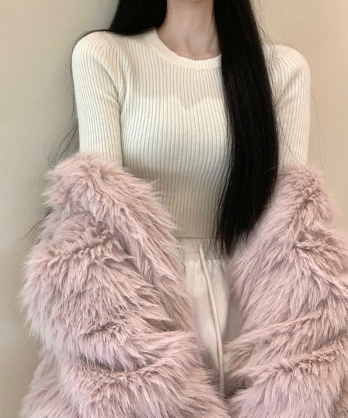 LYEON（リヨン）の「フィンガーホールリブショートニッ（ニット/セーター・レディース・ブラック/ホワイト/グレー・FREE）」の10枚目の写真