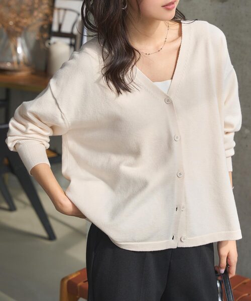 KOBE LETTUCE（コウベレタス）の「選べる2丈 メルティゆったりカーディガン（カーディガン/ボレロ・レディース・ベージュ/グレー/アイボリー系/サックスブルー/ブラック・M/M1）」の5枚目の写真