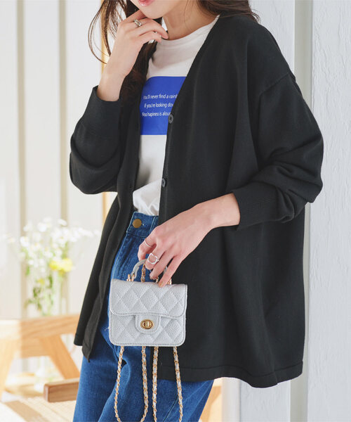 KOBE LETTUCE（コウベレタス）の「選べる2丈 メルティゆったりカーディガン（カーディガン/ボレロ・レディース・ベージュ/グレー/アイボリー系/サックスブルー/ブラック・M/M1）」の2枚目の写真