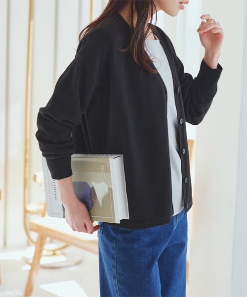 KOBE LETTUCE（コウベレタス）の「選べる2丈 メルティゆったりカーディガン（カーディガン/ボレロ・レディース・ベージュ/グレー/アイボリー系/サックスブルー/ブラック・M/M1）」の6枚目の写真