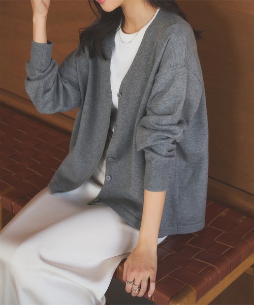 KOBE LETTUCE（コウベレタス）の「選べる2丈 メルティゆったりカーディガン（カーディガン/ボレロ・レディース・ベージュ/グレー/アイボリー系/サックスブルー/ブラック・M/M1）」の7枚目の写真