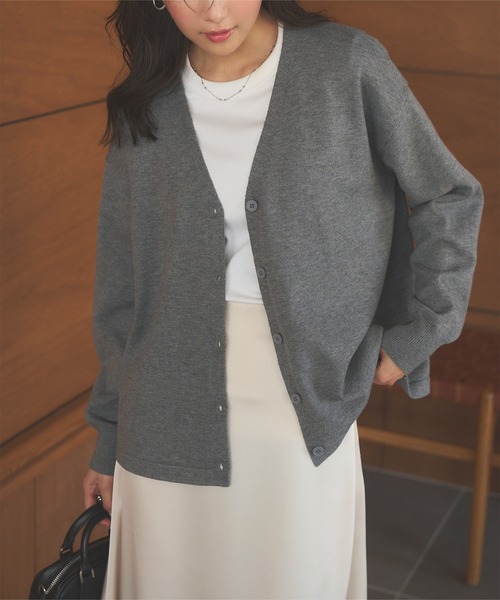 KOBE LETTUCE（コウベレタス）の「選べる2丈 メルティゆったりカーディガン（カーディガン/ボレロ・レディース・ベージュ/グレー/アイボリー系/サックスブルー/ブラック・M/M1）」の8枚目の写真