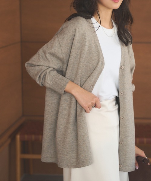 KOBE LETTUCE（コウベレタス）の「選べる2丈 メルティゆったりカーディガン（カーディガン/ボレロ・レディース・ベージュ/グレー/アイボリー系/サックスブルー/ブラック・M/M1）」の9枚目の写真