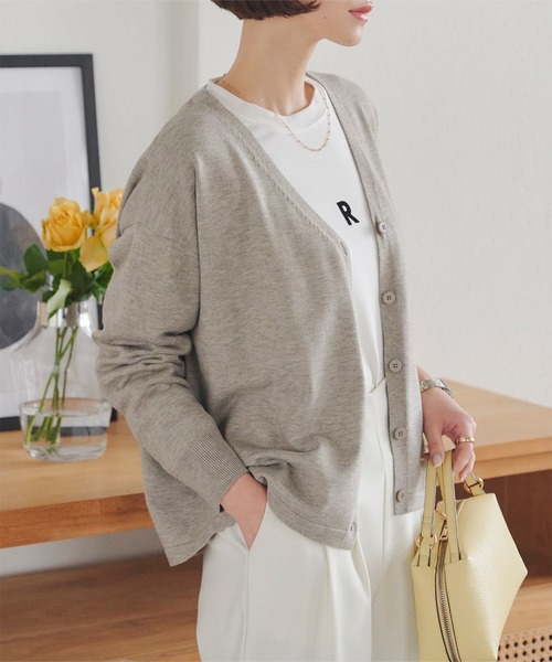 KOBE LETTUCE（コウベレタス）の「選べる2丈 メルティゆったりカーディガン（カーディガン/ボレロ・レディース・ベージュ/グレー/アイボリー系/サックスブルー/ブラック・M/M1）」の10枚目の写真