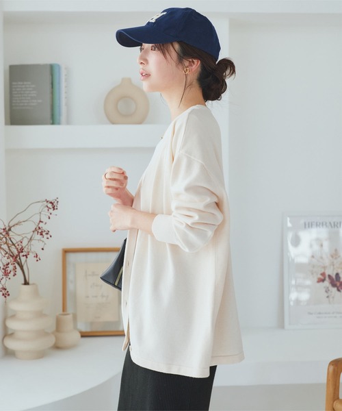 KOBE LETTUCE（コウベレタス）の「選べる2丈 メルティゆったりカーディガン（カーディガン/ボレロ・レディース・ベージュ/グレー/アイボリー系/サックスブルー/ブラック・M/M1）」の13枚目の写真