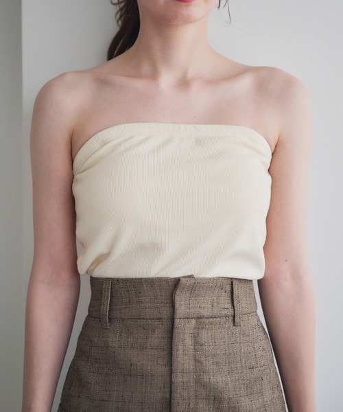 fupel（フぺル）の「2way rib camisole / カップ付き2wayリブキャミソール（キャミソール・レディース・アイボリー/ブラック・FREE）」の10枚目の写真