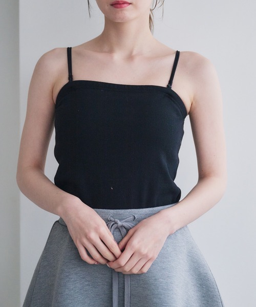 fupel（フぺル）の「2way rib camisole / カップ付き2wayリブキャミソール（キャミソール・レディース・アイボリー/ブラック・FREE）」の3枚目の写真