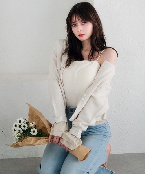 fupel（フぺル）の「2way rib camisole / カップ付き2wayリブキャミソール（キャミソール・レディース・アイボリー/ブラック・FREE）」の13枚目の写真