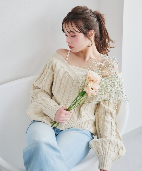 fupel（フぺル）の「2way rib camisole / カップ付き2wayリブキャミソール（キャミソール・レディース・アイボリー/ブラック・FREE）」の15枚目の写真