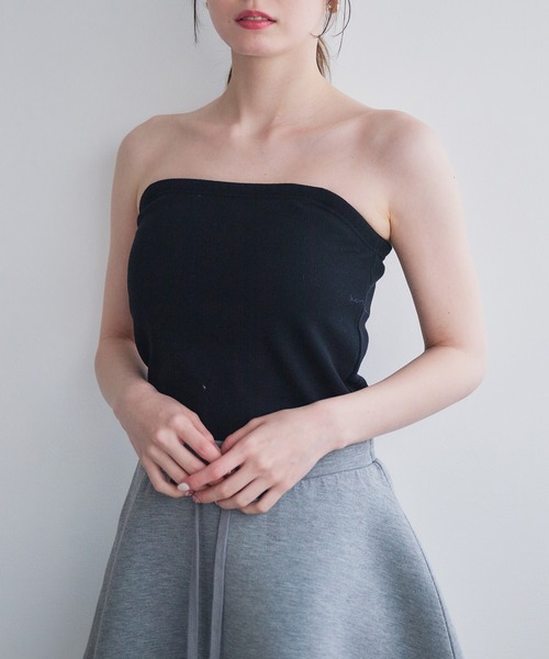 fupel（フぺル）の「2way rib camisole / カップ付き2wayリブキャミソール（キャミソール・レディース・アイボリー/ブラック・FREE）」の12枚目の写真