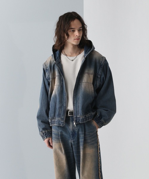 hare フリンジデニムフードブルゾン 楽天市場】【SALE／20%OFF】フリンジデニムフードブルゾン HARE