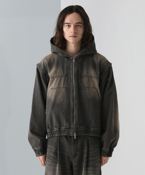 HARE（ハレ）の「【SET UP対応】2WAYデニムフードブルゾン(HARE)（ブルゾン・メンズ・ブラック/ブラウン/ブルー・MEDIUM/SMALL）」の16枚目の写真