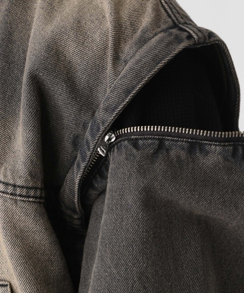 HARE（ハレ）の「【SET UP対応】2WAYデニムフードブルゾン(HARE)（ブルゾン・メンズ・ブラック/ブラウン/ブルー・MEDIUM/SMALL）」の11枚目の写真