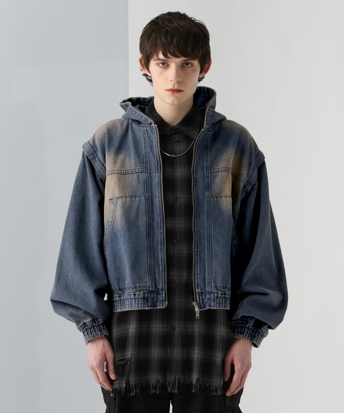 HARE フリンジデニムフードブルゾン　S ⠀ 【NEW ARRIVAL】 __ ⁡ フリンジデニムフードブルゾン ¥19,800