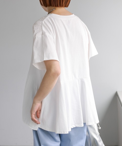 PUAL CE CIN(ピュアルセシン)の「【WEB限定/Du noir】フロントプリーツシルケットTシャツ(Tシャツ/カットソー・レディース・ブラック/オフホワイト・FREE)」の9枚目の写真