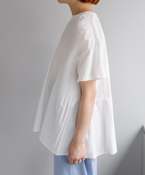 PUAL CE CIN(ピュアルセシン)の「【WEB限定/Du noir】フロントプリーツシルケットTシャツ(Tシャツ/カットソー・レディース・ブラック/オフホワイト・FREE)」の20枚目の写真