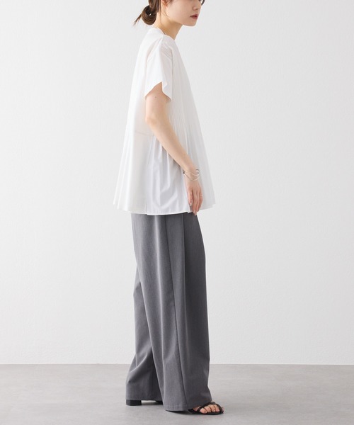 PUAL CE CIN(ピュアルセシン)の「【WEB限定/Du noir】フロントプリーツシルケットTシャツ(Tシャツ/カットソー・レディース・ブラック/オフホワイト・FREE)」の14枚目の写真
