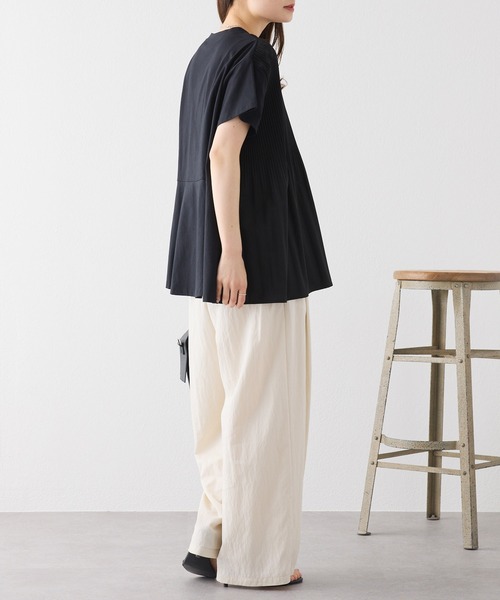 PUAL CE CIN(ピュアルセシン)の「【WEB限定/Du noir】フロントプリーツシルケットTシャツ(Tシャツ/カットソー・レディース・ブラック/オフホワイト・FREE)」の17枚目の写真