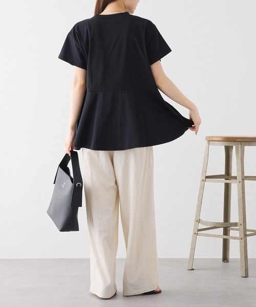 PUAL CE CIN(ピュアルセシン)の「【WEB限定/Du noir】フロントプリーツシルケットTシャツ(Tシャツ/カットソー・レディース・ブラック/オフホワイト・FREE)」の18枚目の写真