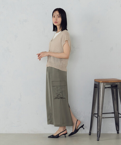 COMME CA ISM（コムサイズム）の「ポリエステルマットサテン　カーゴスカート（スカート・レディース・ブラック/オリーブ・MEDIUM/LARGE）」の10枚目の写真