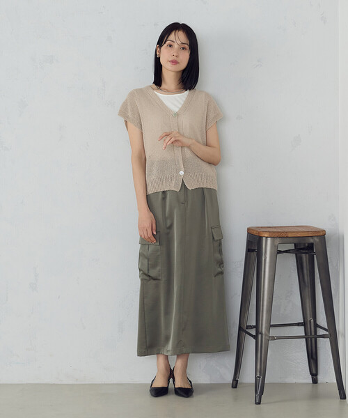 COMME CA ISM（コムサイズム）の「ポリエステルマットサテン　カーゴスカート（スカート・レディース・ブラック/オリーブ・MEDIUM/LARGE）」の11枚目の写真