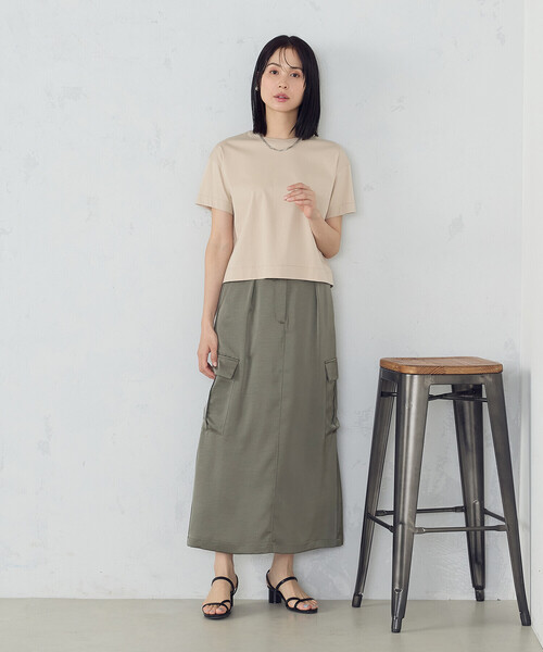 COMME CA ISM（コムサイズム）の「ポリエステルマットサテン　カーゴスカート（スカート・レディース・ブラック/オリーブ・MEDIUM/LARGE）」の13枚目の写真