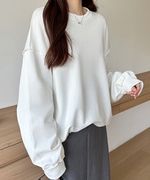 【6色展開】 ドローコードスウェット オーバーサイズ トレーナー ボリューム袖トップス