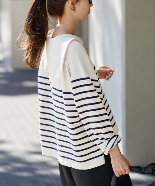 FRAMeWORK セーラーカラーBD ヘビーワッフル 2WAY プルオーバー