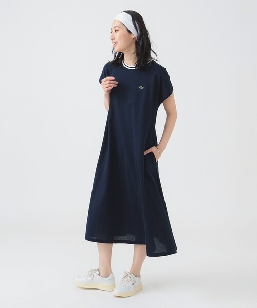 別注】LACOSTE / カノコ クルーネック ワンピース（S～M）（ワンピース 