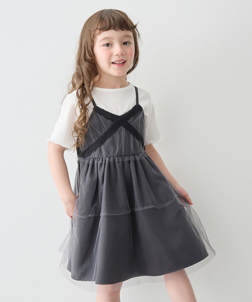 Piet（ピエット）の「レース使いチュールビスチェ ワンピース（ワンピース・キッズ・ブラック/オフホワイト・100/120/130/110）」の6枚目の写真